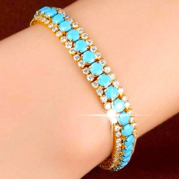 Light Blue Swarovski Elements Tennis Bracelet - Picture 1 of 4